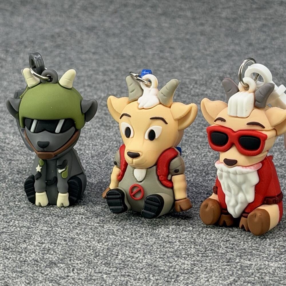 Radioactive Military Goatee Ghost Busters Goat Keychains 2" Backpack Clip Rubber